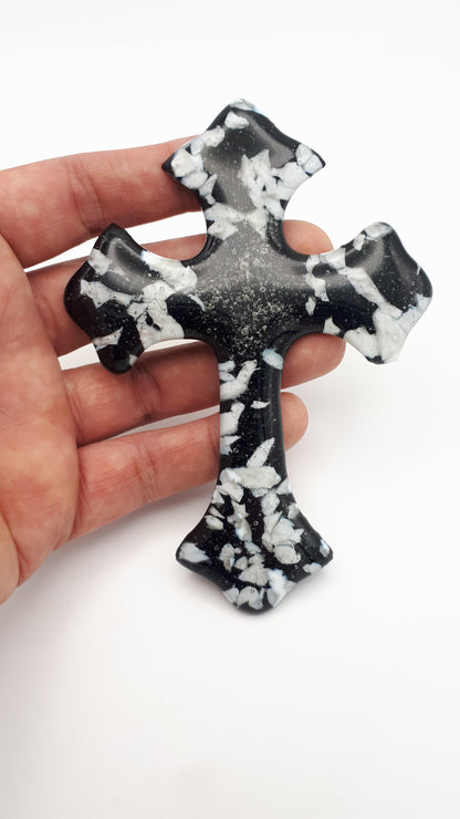 Luxury Black Velvet Solid CROSS Cremation Keepsake