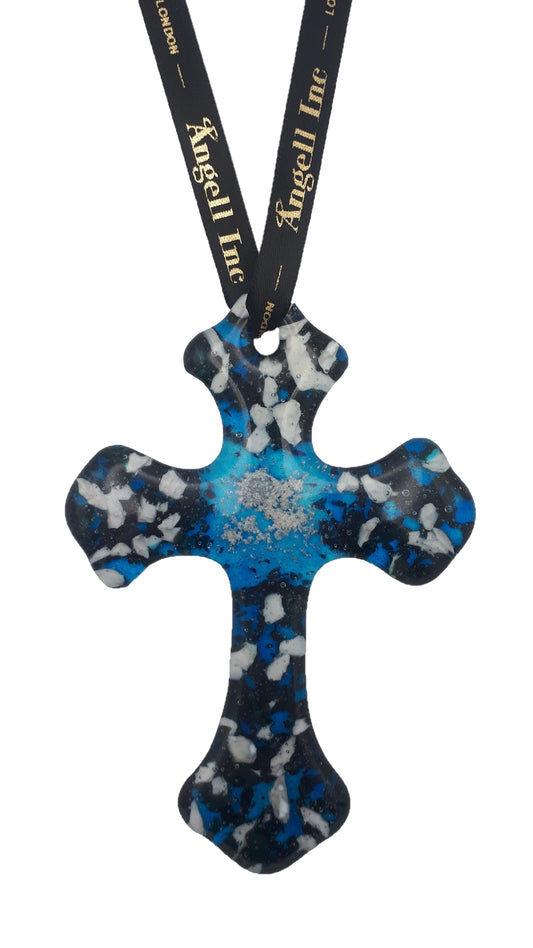 Luxury Blue Ocean CROSS Wall Pendant Cremation Keepsake