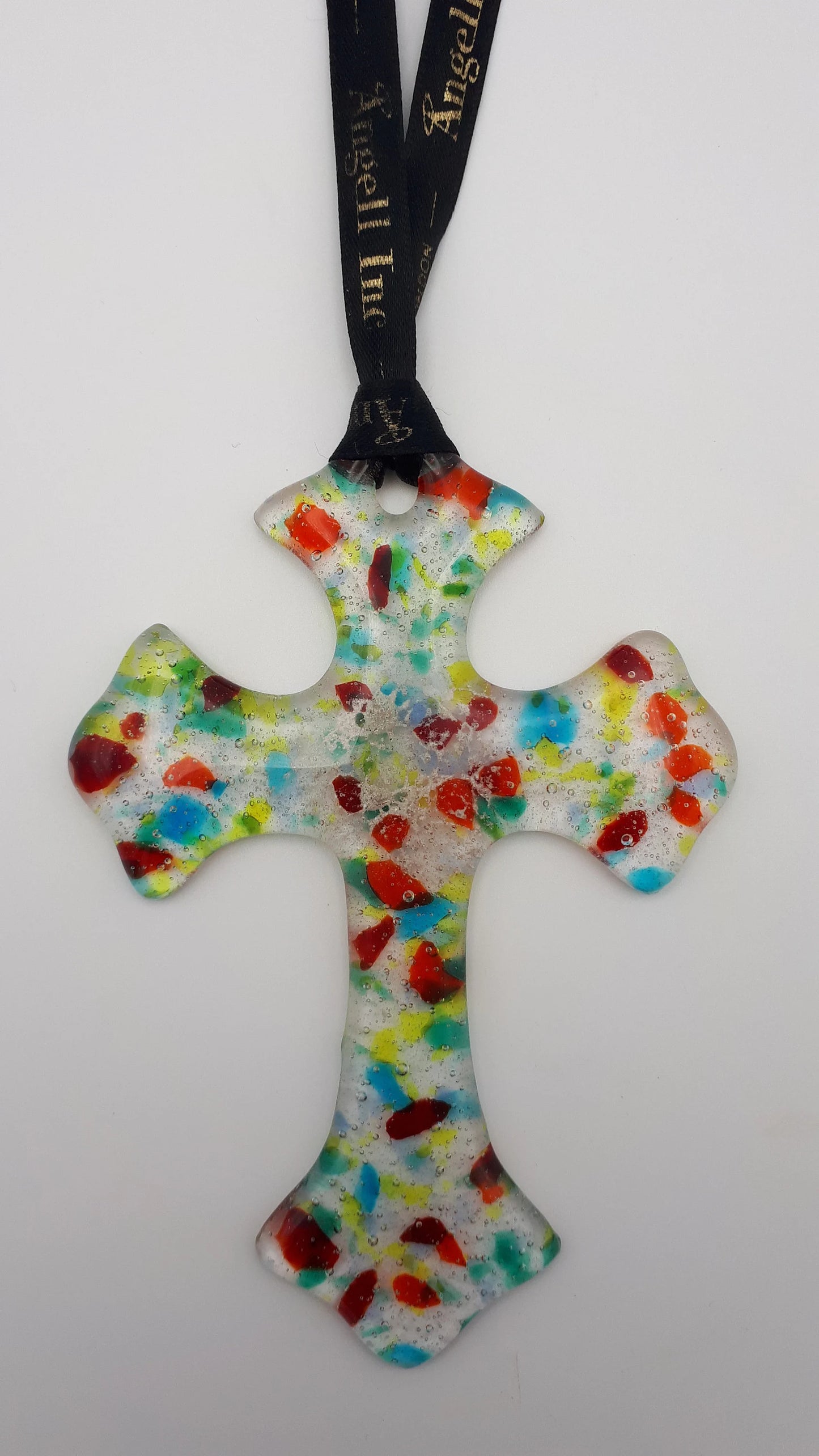 Luxury Rainbow CROSS Wall Pendant Cremation Ashes Keepsake