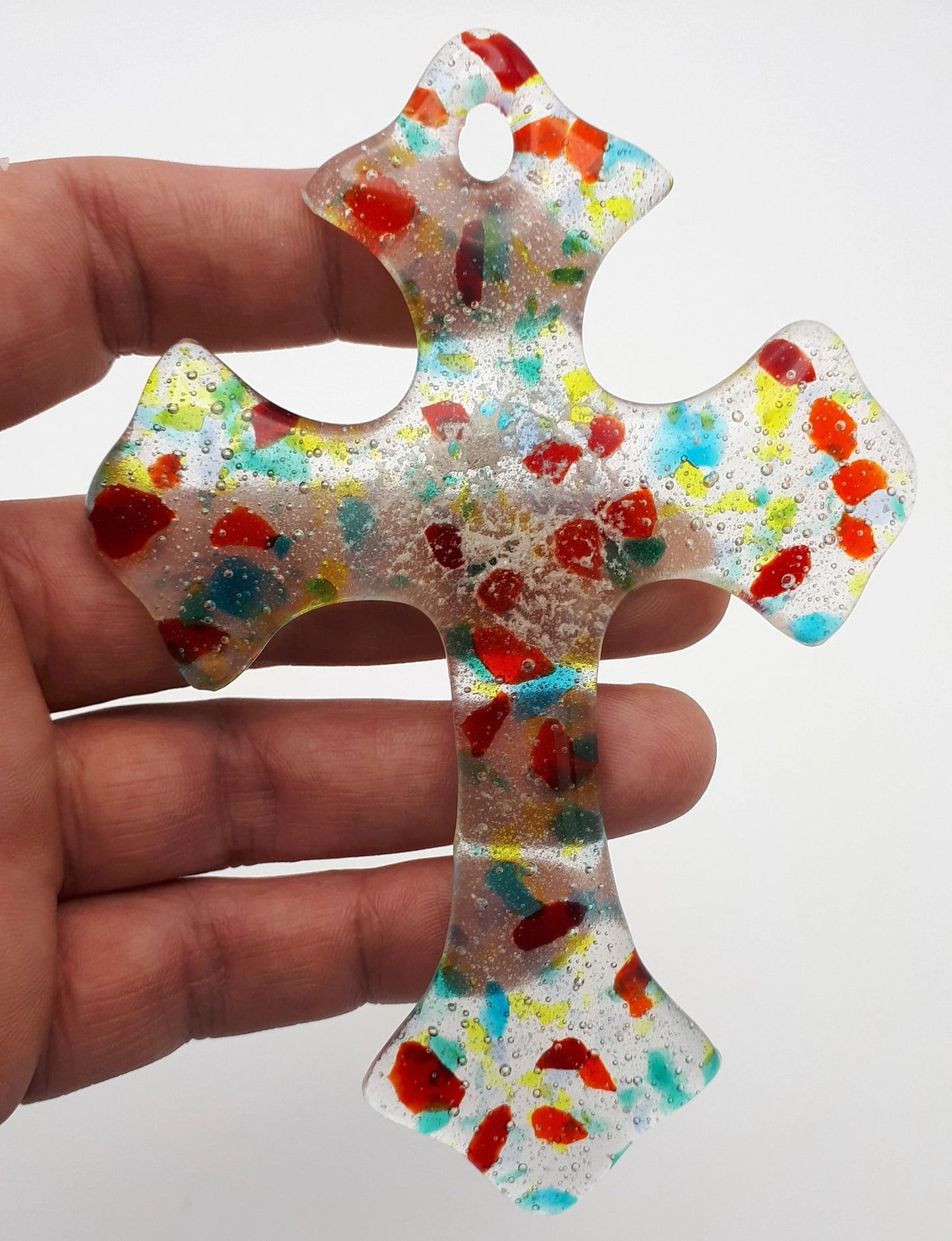 Luxury Rainbow CROSS Wall Pendant Cremation Ashes Keepsake