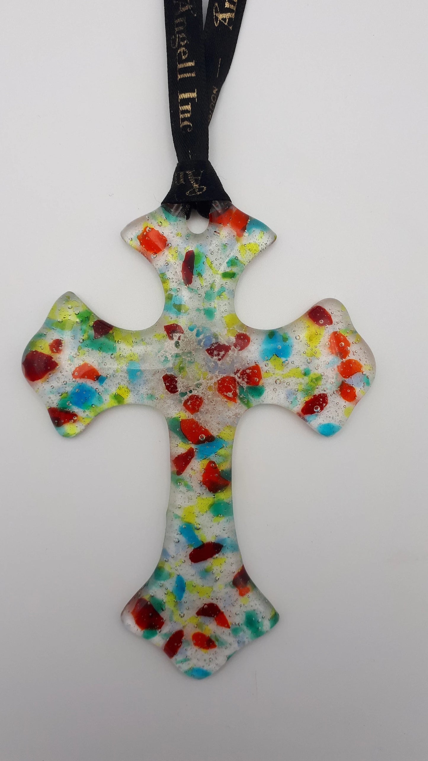 Luxury Rainbow CROSS Wall Pendant Cremation Ashes Keepsake