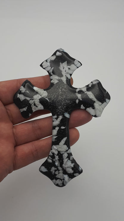 Luxury Black Velvet CROSS Wall Pendant Cremation Keepsake