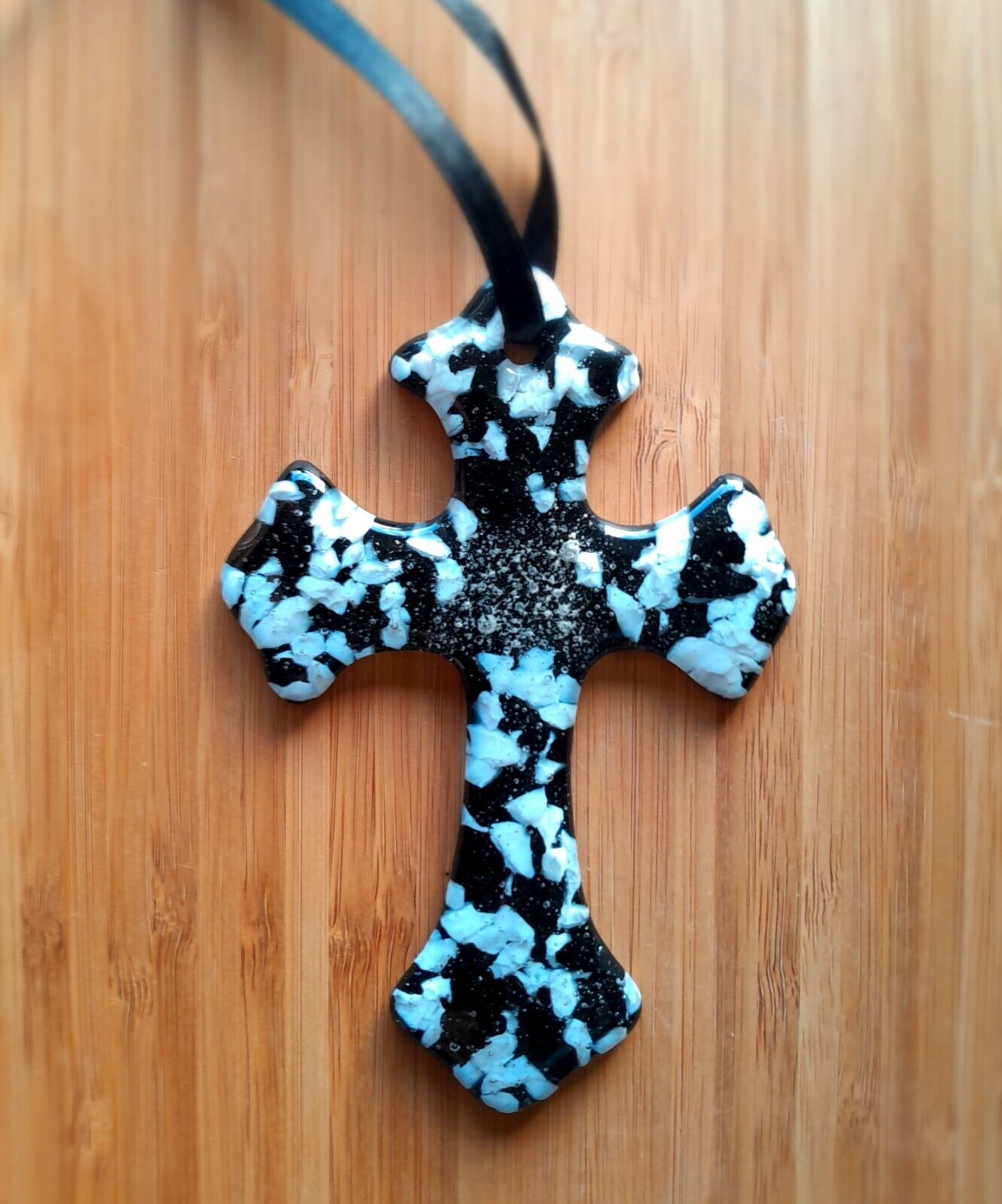 Luxury Black Velvet CROSS Wall Pendant Cremation Keepsake