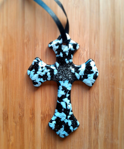 Luxury Black Velvet CROSS Wall Pendant Cremation Keepsake