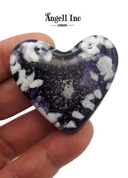 Personalised Pet Dog Cat HEART Cremation Ashes In Glass Comfort Stone Jewellery