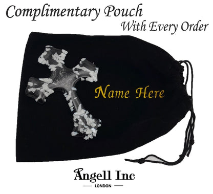 Luxury Black Velvet Solid CROSS Cremation Keepsake